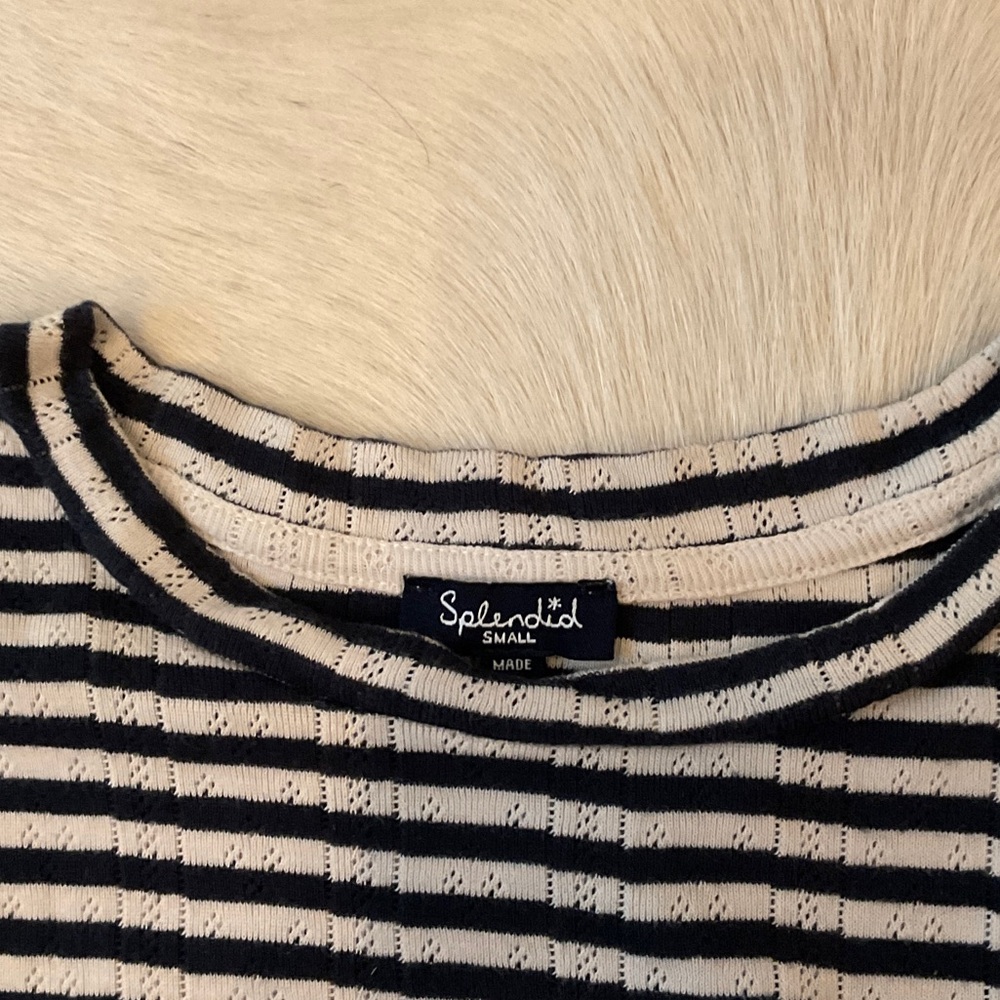 Splendid Black and White Striped Short Sleeve Tee - Picture 2 of 3